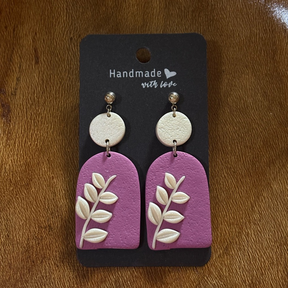 Purple Plant Polymer Clay Earrings